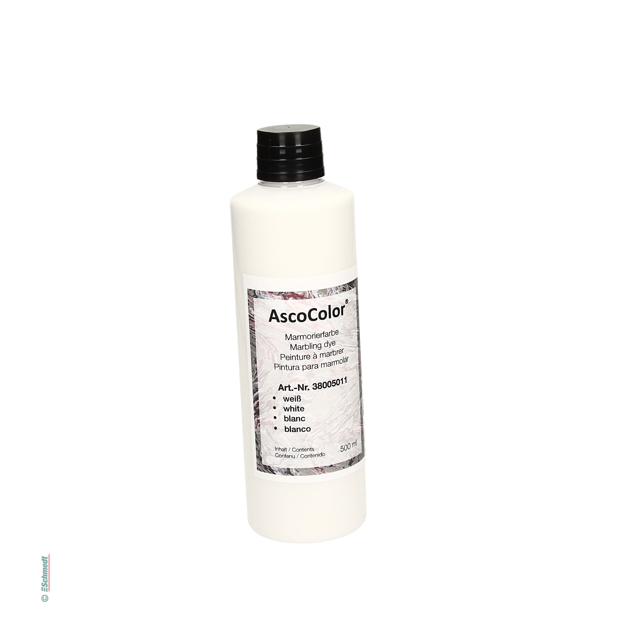 AscoColor® - peinture à marbrer - Couleur blanc - Contenu Bouteille / 500 ml - pour créér papiers marbrés... - image-1