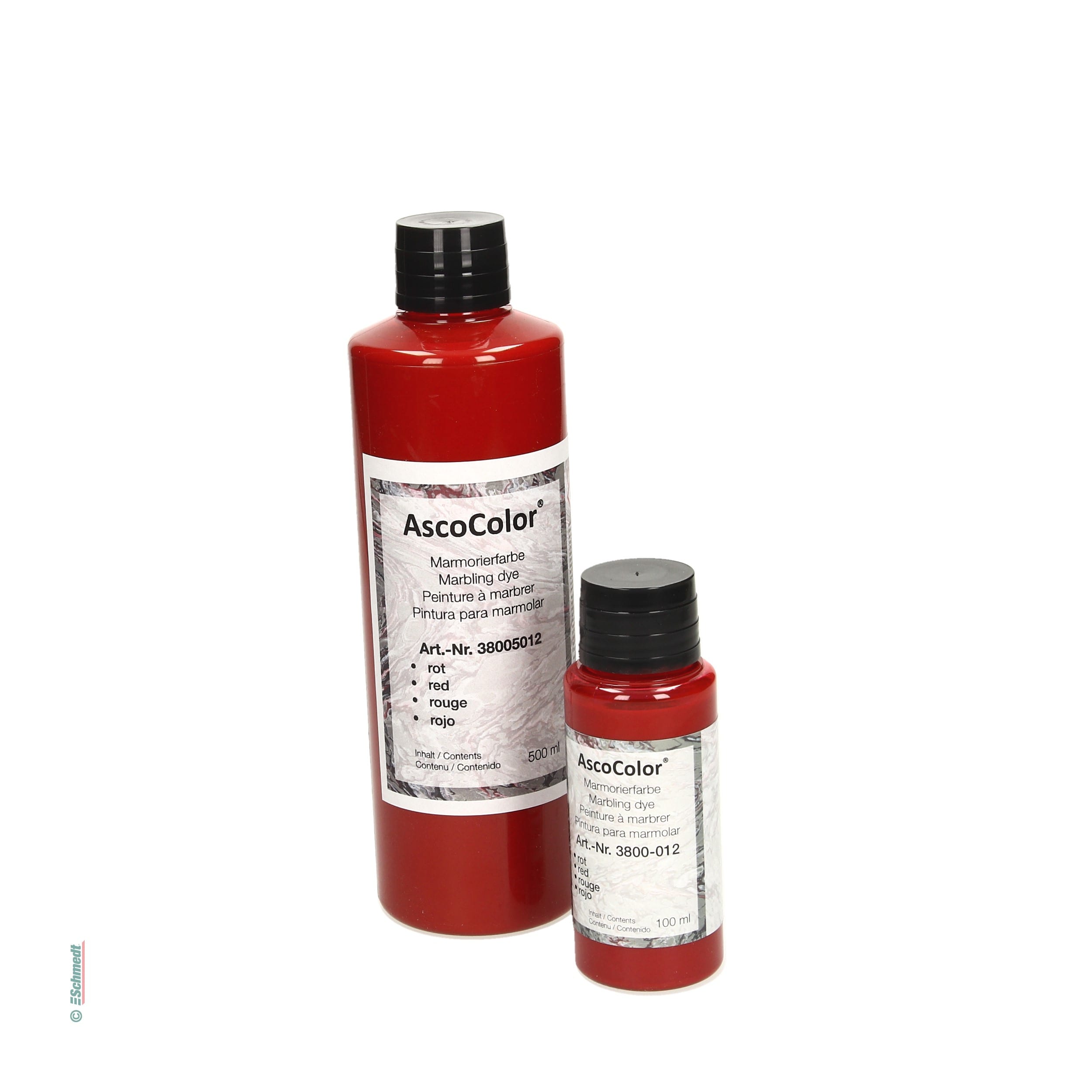 AscoColor® - peinture à marbrer - Couleur rouge - Contenu Bouteille / 500 ml - pour créér papiers marbrés... - image-1