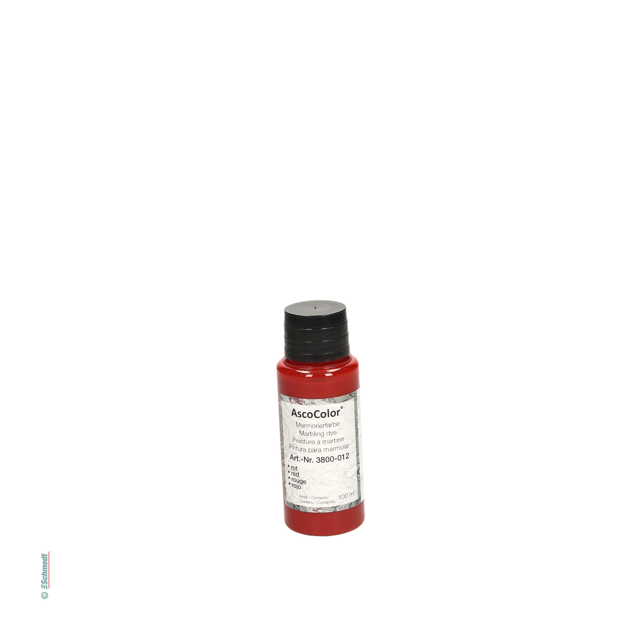 AscoColor® - peinture à marbrer - Couleur rouge - Contenu Bouteille / 100 ml - pour créér papiers marbrés... - image-1