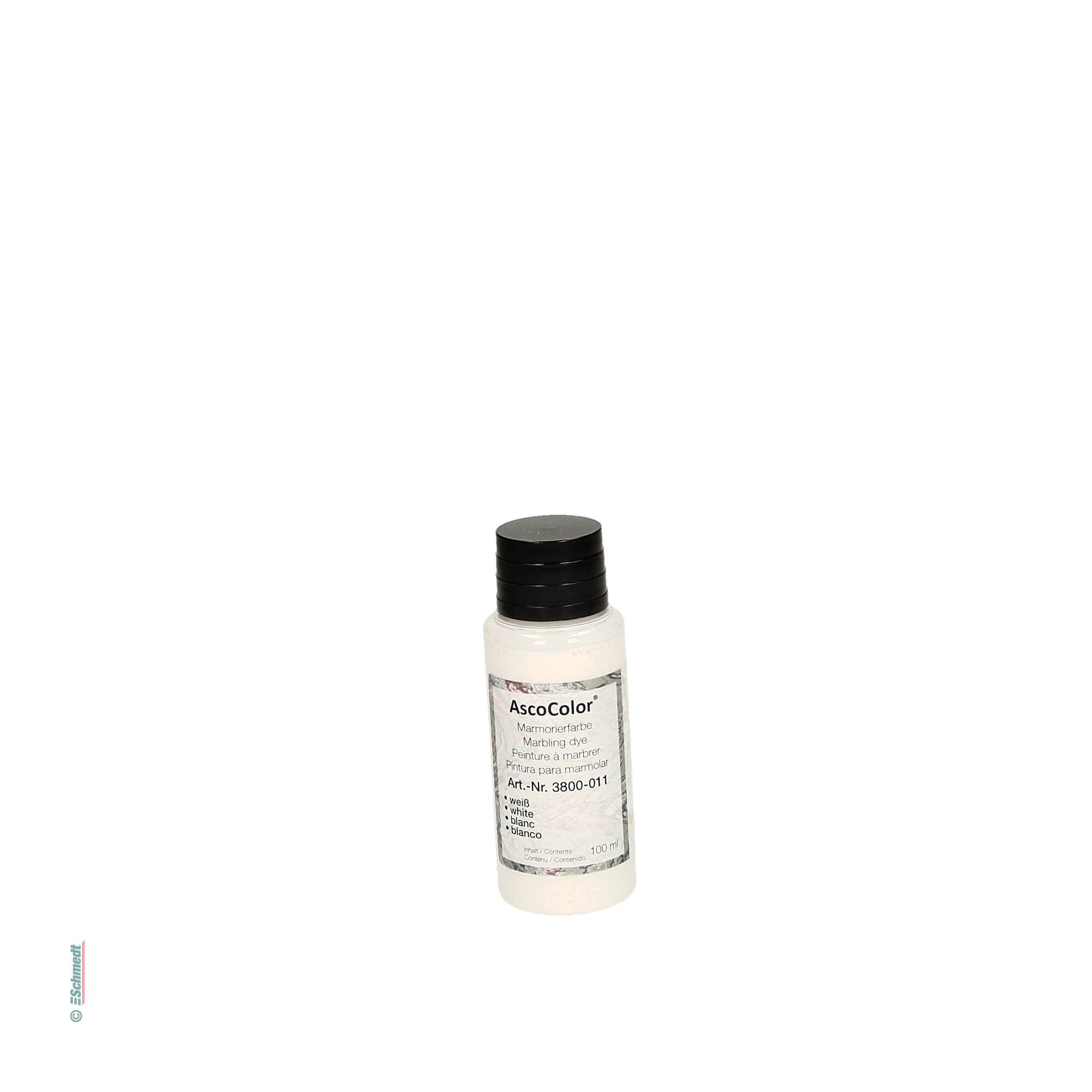 AscoColor® - peinture à marbrer - Couleur blanc - Contenu Bouteille / 100 ml - pour créér papiers marbrés... - image-1